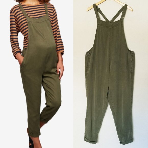 LED LUXE ESSENTIALS DENIM A Pea in the Pod Tencel Maternity Overall Olive M $117 - Picture 5 of 16